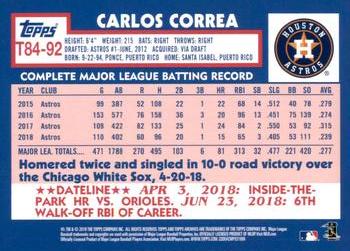 2019 Topps - 1984 Topps Baseball 35th Anniversary #T84-92 Carlos Correa Back