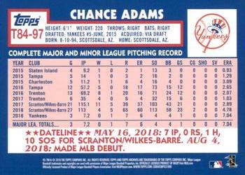 2019 Topps - 1984 Topps Baseball 35th Anniversary #T84-97 Chance Adams Back