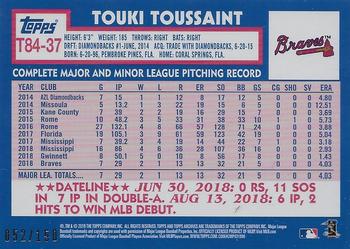 2019 Topps - 1984 Topps Baseball 35th Anniversary 150th Anniversary #T84-37 Touki Toussaint Back