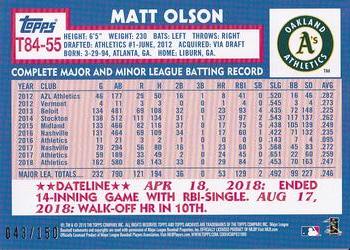 2019 Topps - 1984 Topps Baseball 35th Anniversary 150th Anniversary #T84-55 Matt Olson Back