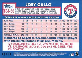 2019 Topps - 1984 Topps Baseball 35th Anniversary Red #T84-53 Joey Gallo Back