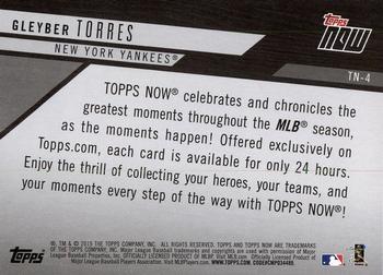2019 Topps - 2018 Topps Now Review #TN-4 Gleyber Torres Back