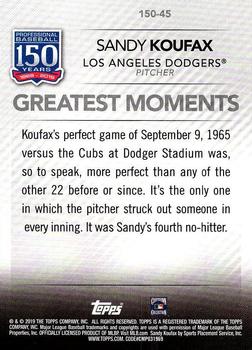 2019 Topps - 150 Years of Professional Baseball #150-45 Sandy Koufax Back
