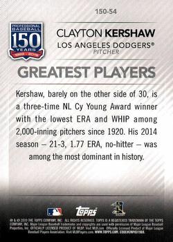 2019 Topps - 150 Years of Professional Baseball #150-54 Clayton Kershaw Back