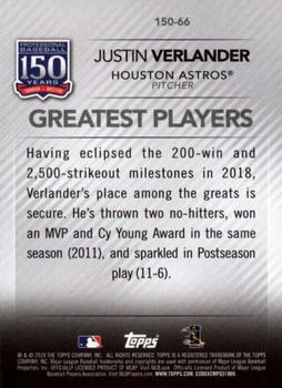 2019 Topps - 150 Years of Professional Baseball #150-66 Justin Verlander Back