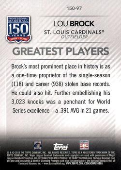 2019 Topps - 150 Years of Professional Baseball #150-97 Lou Brock Back