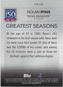 2019 Topps - 150 Years of Professional Baseball #150-140 Nolan Ryan Back
