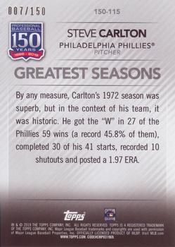 2019 Topps - 150 Years of Professional Baseball 150th Anniversary #150-115 Steve Carlton Back