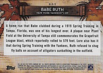 2019 Topps - Grapefruit League Greats #GLG-5 Babe Ruth Back
