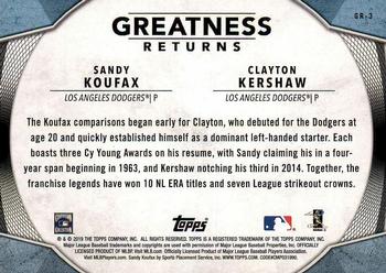 2019 Topps - Greatness Returns #GR-3 Sandy Koufax / Clayton Kershaw Back