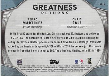 2019 Topps - Greatness Returns #GR-9 Pedro Martinez / Chris Sale Back