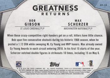 2019 Topps - Greatness Returns #GR-18 Bob Gibson / Max Scherzer Back