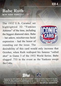 2019 Topps - Iconic Card Reprints #ICR-4 Babe Ruth Back