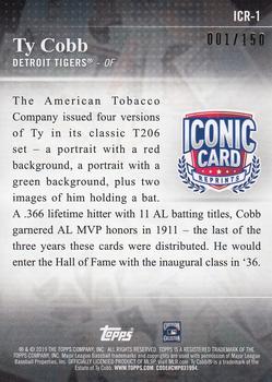 2019 Topps - Iconic Card Reprints 150th Anniversary #ICR-1 Ty Cobb Back
