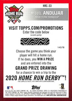 2019 Topps - Home Run Challenge Codes #HRC-33 Miguel Andujar Back