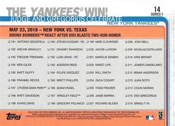 2019 Topps - 150th Anniversary #14 The Yankees Win! Back