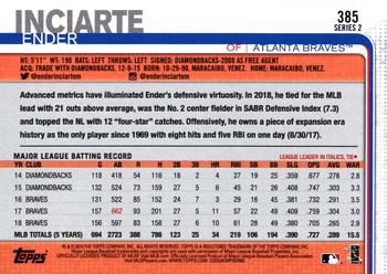 2019 Topps #385 Ender Inciarte Atlanta Braves Baseball Card 