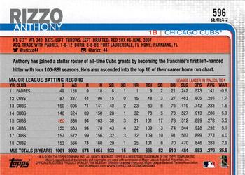 2019 Topps - Rainbow Foil #596 Anthony Rizzo Back