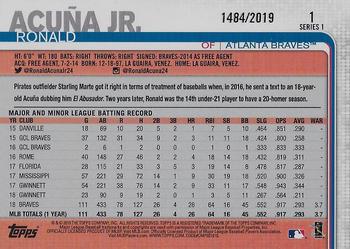 2019 Topps - Gold #1 Ronald Acuña Jr. Back