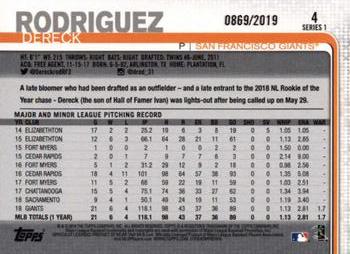 2019 Topps - Gold #4 Dereck Rodriguez Back