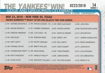 2019 Topps - Gold #14 The Yankees Win! Back