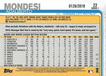 2019 Topps - Gold #22 Adalberto Mondesi Back