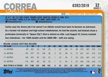 2019 Topps - Gold #32 Carlos Correa Back