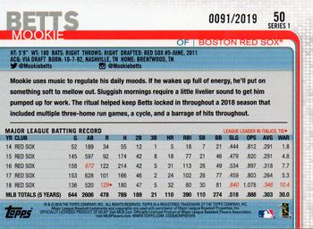 2019 Topps - Gold #50 Mookie Betts Back