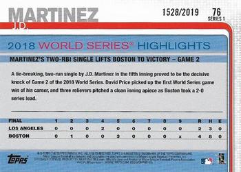 2019 Topps - Gold #76 J.D. Martinez Back