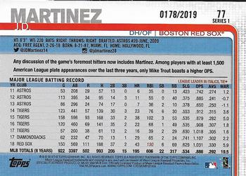 2019 Topps - Gold #77 J.D. Martinez Back
