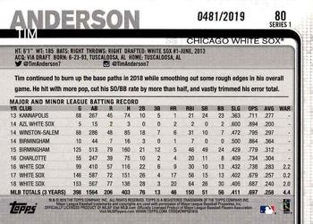 2019 Topps - Gold #80 Tim Anderson Back