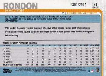 2019 Topps - Gold #91 Hector Rondon Back