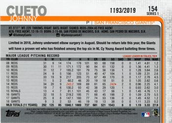 2019 Topps - Gold #154 Johnny Cueto Back
