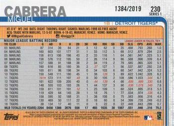 2019 Topps - Gold #230 Miguel Cabrera Back