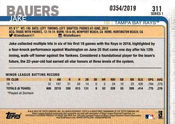 2019 Topps - Gold #311 Jake Bauers Back