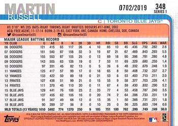 2019 Topps - Gold #348 Russell Martin Back