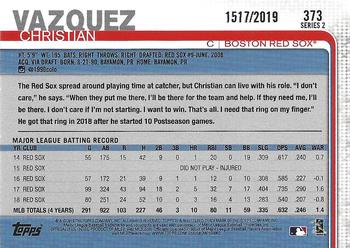 2019 Topps - Gold #373 Christian Vazquez Back