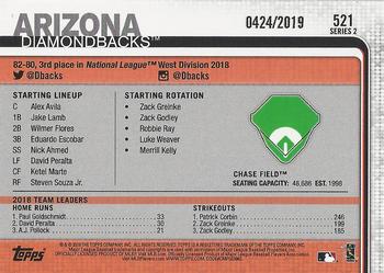 2019 Topps - Gold #521 Chase Field Back