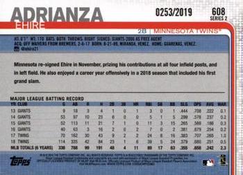 2019 Topps - Gold #608 Ehire Adrianza Back