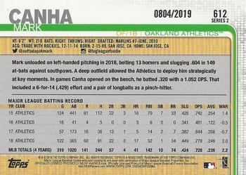2019 Topps - Gold #612 Mark Canha Back