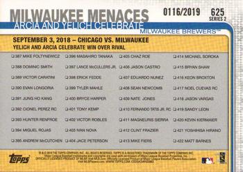 2019 Topps - Gold #625 Milwaukee Menaces Back