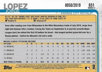 2019 Topps - Gold #651 Jorge Lopez Back