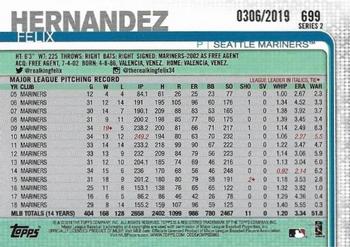 2019 Topps - Gold #699 Felix Hernandez Back