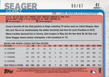 2019 Topps - Black #41 Corey Seager Back
