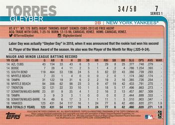 2019 Topps - Father's Day Blue #7 Gleyber Torres Back