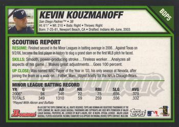 2007 Bowman Draft Picks & Prospects #BDP5 Kevin Kouzmanoff Back