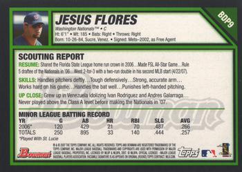 2007 Bowman Draft Picks & Prospects #BDP9 Jesus Flores Back