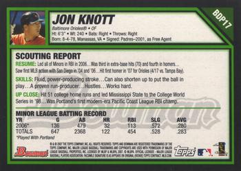 2007 Bowman Draft Picks & Prospects #BDP17 Jon Knott Back