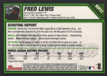 2007 Bowman Draft Picks & Prospects #BDP21 Fred Lewis Back