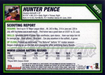 2007 Bowman Draft Picks & Prospects #BDP25 Hunter Pence Back